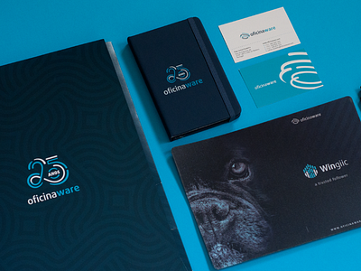 25 Years Oficinaware celebration computing design editorial event gifts graphic identity logo software stationary visual