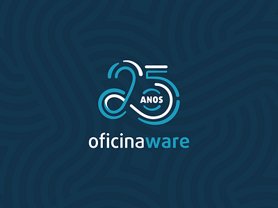 25 years Oficinaware - celebration logo celebration computing data design identity industry lettering logo look numbers software