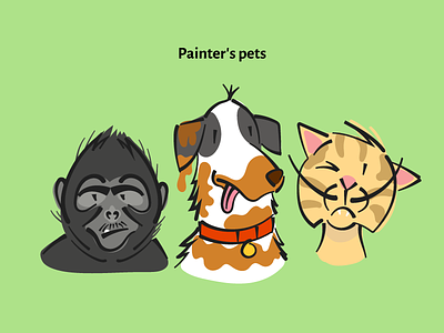 Painter's Pet animals cat digital dog illustration instagram outline painters pet wacom