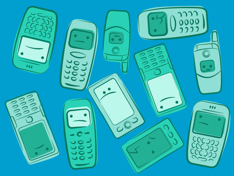 Vintage tech 2000 animation cellphone comic gif illustration old oldies ring vintage