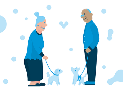 Water Characters: old couple blue bubble characters editorial illustration love people pet vector water