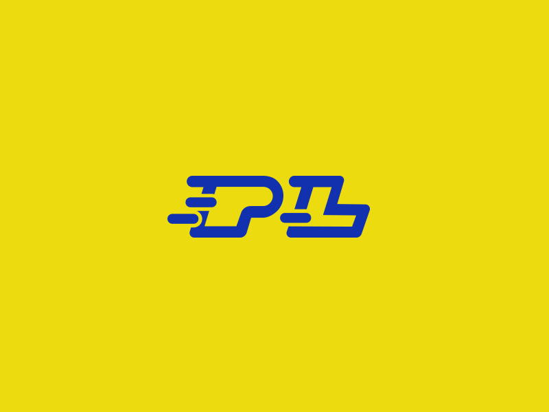 Performance + training brand blue brand capital elastic fast identity logo outline running sport type yellow