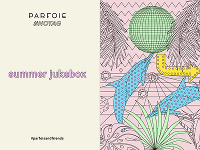 Coloring book - summer jukebox 80th book color disco dolphin editorial fashion illustration parfois