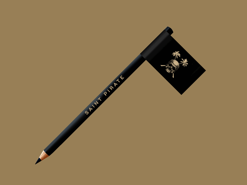 Saint Pirate - flag black boutique brand consultancy flag logo pencil pirate stacionary stationary