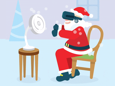Santa Claus VR animation card christmas game gif loop newsletter snow virtual reality vr xmas card