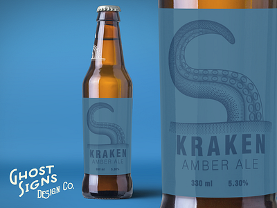 Kraken Amber Ale beer beer bottle bottle brew kraken label logo sea monster