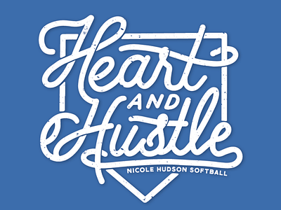 Heart & Hustle monoline monolinear procreate softball t shirt typography