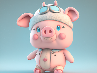 Cute pig 3d animation cute pig graphic design logo ui