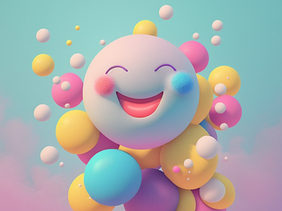Soft laugh 3d cartoon cute design emoji funny graphic design happy illustration logo sad soft laugh
