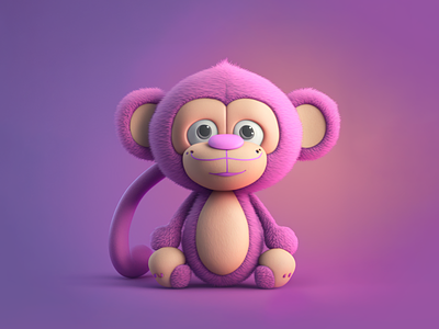 Pink Cute Monkey 3d animation branding graphic design logo motion graphics pink cute monkey