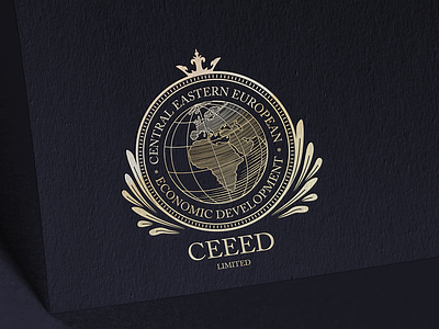 CEEED Logo africa corporate diplomatic eastern europe globe gold identity illustration logo stamp vector vintage woodcut