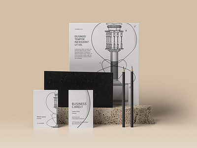 Identity with Leydorf's antenna branding business card corporate identity magnetism magnifying physics stationery tesla coil transmitter