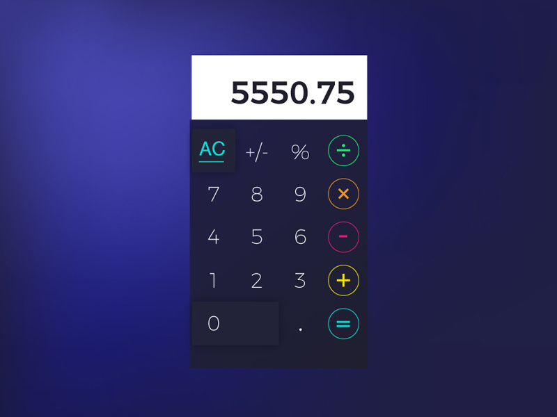 Daily UI No.4 color vibrant interface daily ui challenge dailyui daily ui calculator