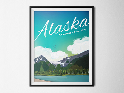 Travel Posters | Alaska alaska anchorage digital illustration glacier illustration location mockup mountains nature poster travel travel poster