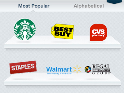 Browse Partners clean cofee icons ios list item logos shelves ui white