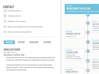 Portfolio About Page portfolio resume timeline ui web white wip