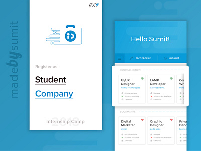 Internship Camp APP UI app design digital interface mobile startups ui ux