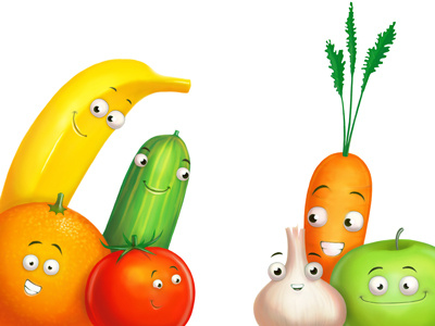 Veggies character color digital painting drawing face fun illustration photoshop vegetable wacom