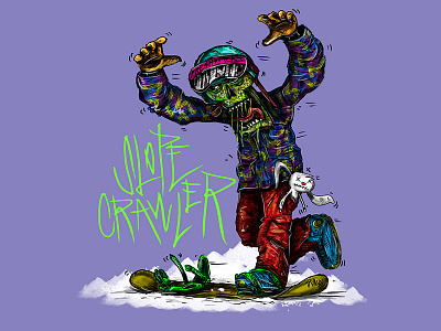 Slope Crawler character decay drawing funny illustration rabbit scarry snow snowboarding zombie