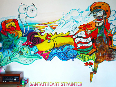 Livingroom 4x1,5m mural painting acrylic character drawing mural drawing painting wall