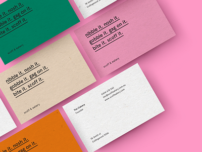 Scoff & Eatery Business Cards brand collateral brand rollout branding business cards colour colour palette design eating