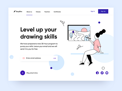 Landing page concept - Online Drawing school