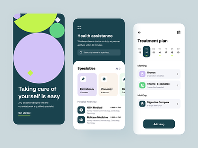 Medex - Mobile app concept geometry healthcare mobile app treatment ui design ux design