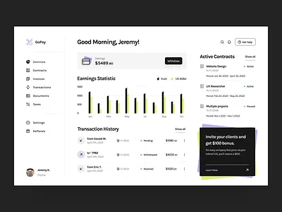 GoPay - Web Application charts concept fintech ponee product desing ui design ux design web application