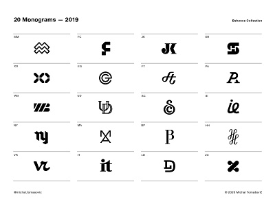 20 Monograms — 2019 collection lettermark logo logo design logofolio logotype mark monogram project symbol