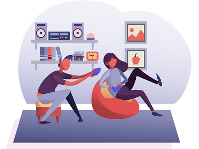 Couch gaming character design design flat illustration landing page sketch ui uiux vector web website