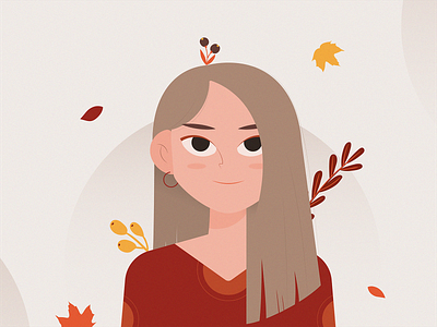 Autumn Girl autumn color drawing flat illustration girl illustration illustrator portrait