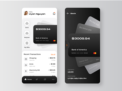 Black - Wallet App Concept banking card concept creative credit card mobile app ui uidesign visual wallet wallet app