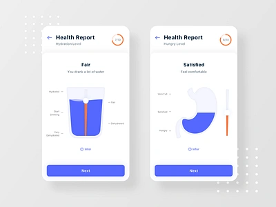 Health Report healthy illustration mobile app report slider sport stomach survey ui design water