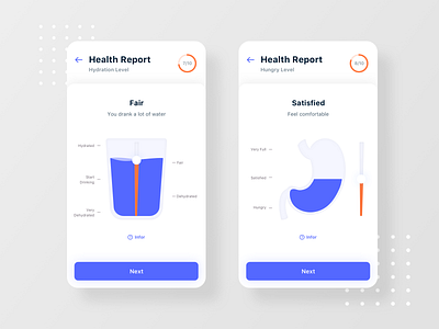 Health Report healthy illustration mobile app report slider sport stomach survey ui design water