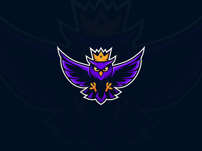 Owl Logo bird crown design esport fly icon logo mascot owl purple vector