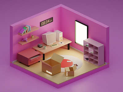 Pink Room 3d clean design graphic design illustration isometric