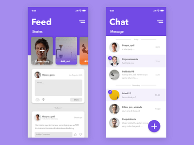 Feed Chat Screen app design clean design graphic graphic design minimal moments ui ux vector