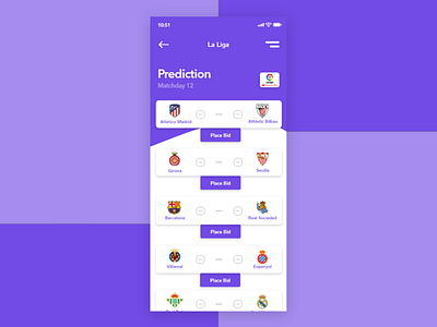 La Liga Prediction App app design clean design football football app graphic graphic design minimal minimal app moments ui ux vector