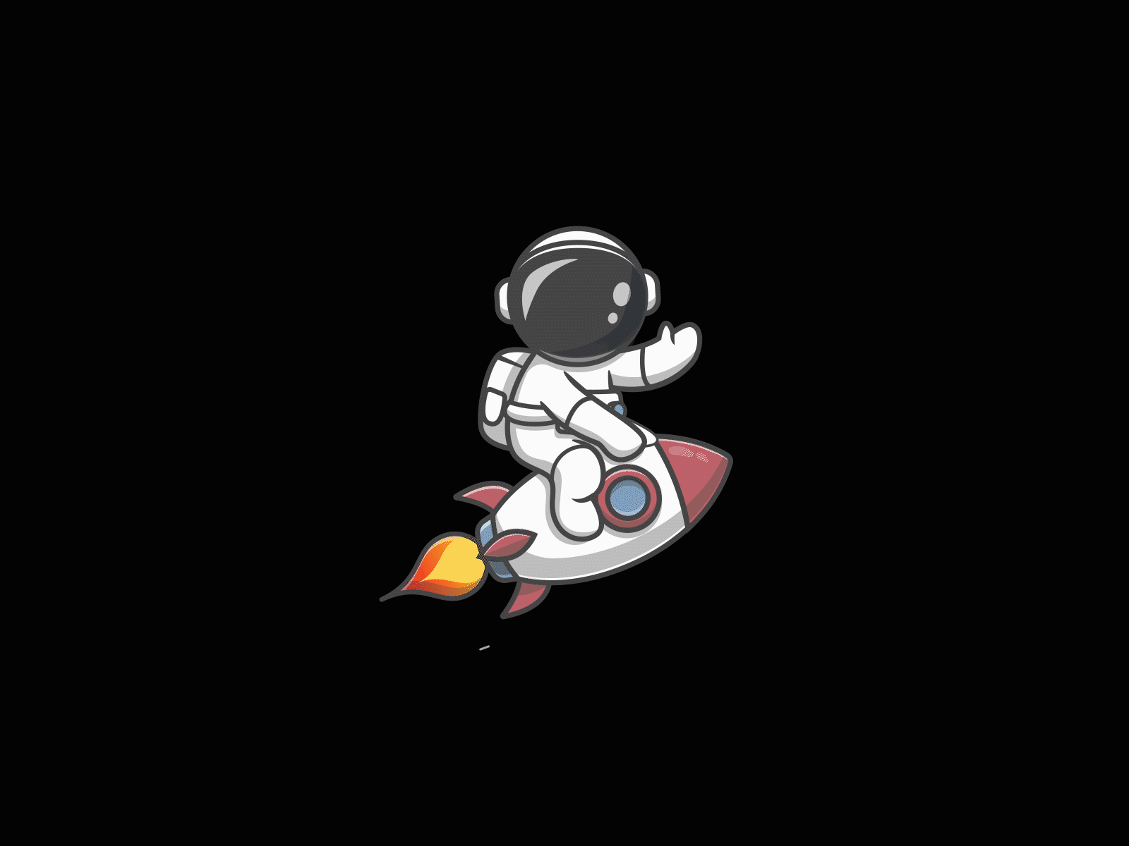 Astronaut is riding the rocket
