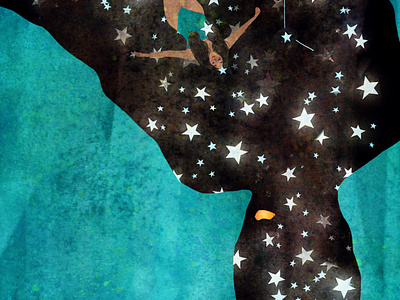 The Trick book illustration dreamy editorial illustration love poem stars