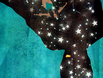 The Trick book illustration dreamy editorial illustration love poem stars