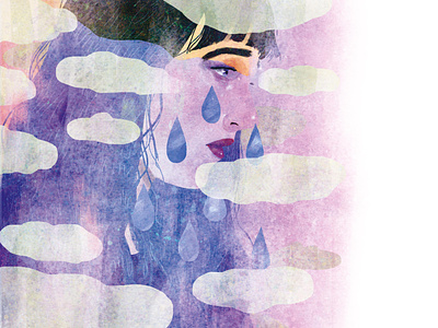 Why We Cry blue editorial editorial illustration illustration portrait sadness
