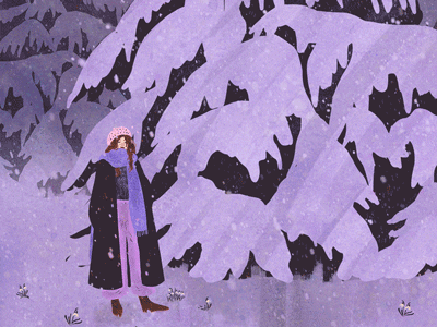 Snow animated animatedgif animation cute gif girl illustration