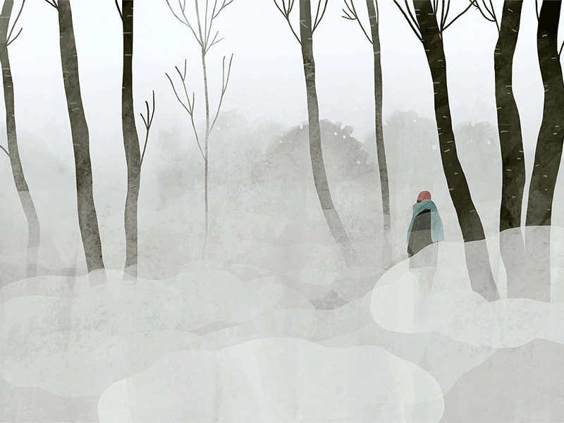 Lost in the fog animatedgif animation editorial forest gif girl illustration nature