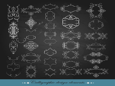 36 Calligraphic Design Elements border calligraphic calligraphy decorative design element floral frame ornamental ornate vintage wedding