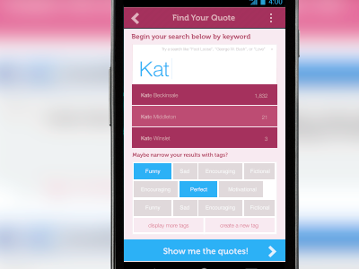 Quote App android app mobile quotes too much pink ui