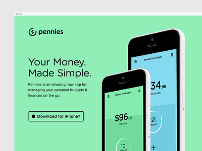 Pennies for iPhone app apple budget finance green iphone iphone6 tracker ui ux