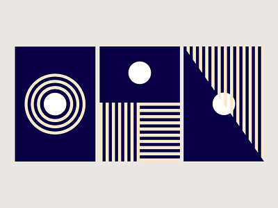 Morning, Noon & Night art blue circles design gold graphic illustration lines poster print vector