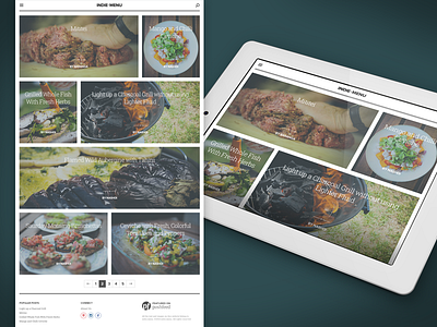 Front page for indie.menu food food blog front page ipad responsive design tiles
