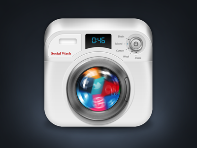 Washing Machine iOS Icon app icon ios ios icon photoshop social washing machine